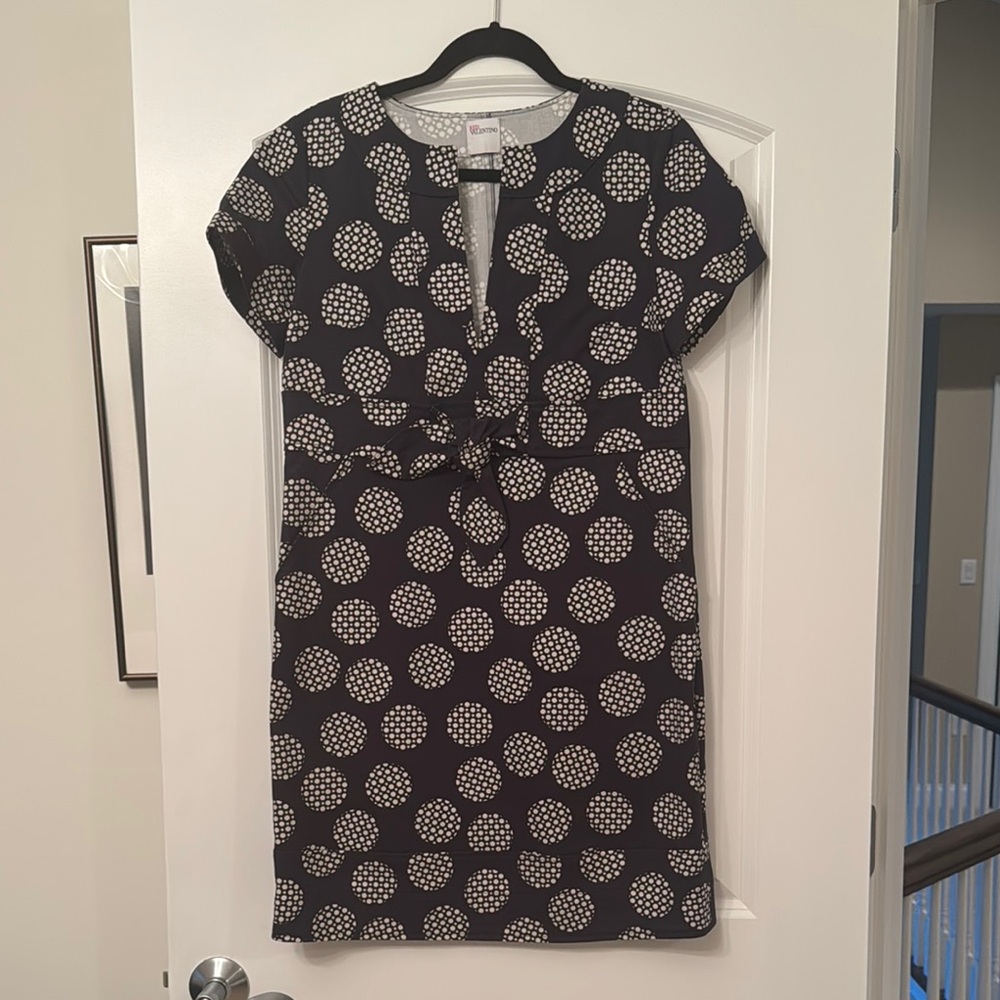 RED Valentino Black Sheath Mini Dress with Plunge Neckline